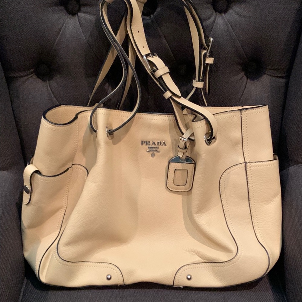 Prada Cream Hobo Bag with Luxurious Leather Finish